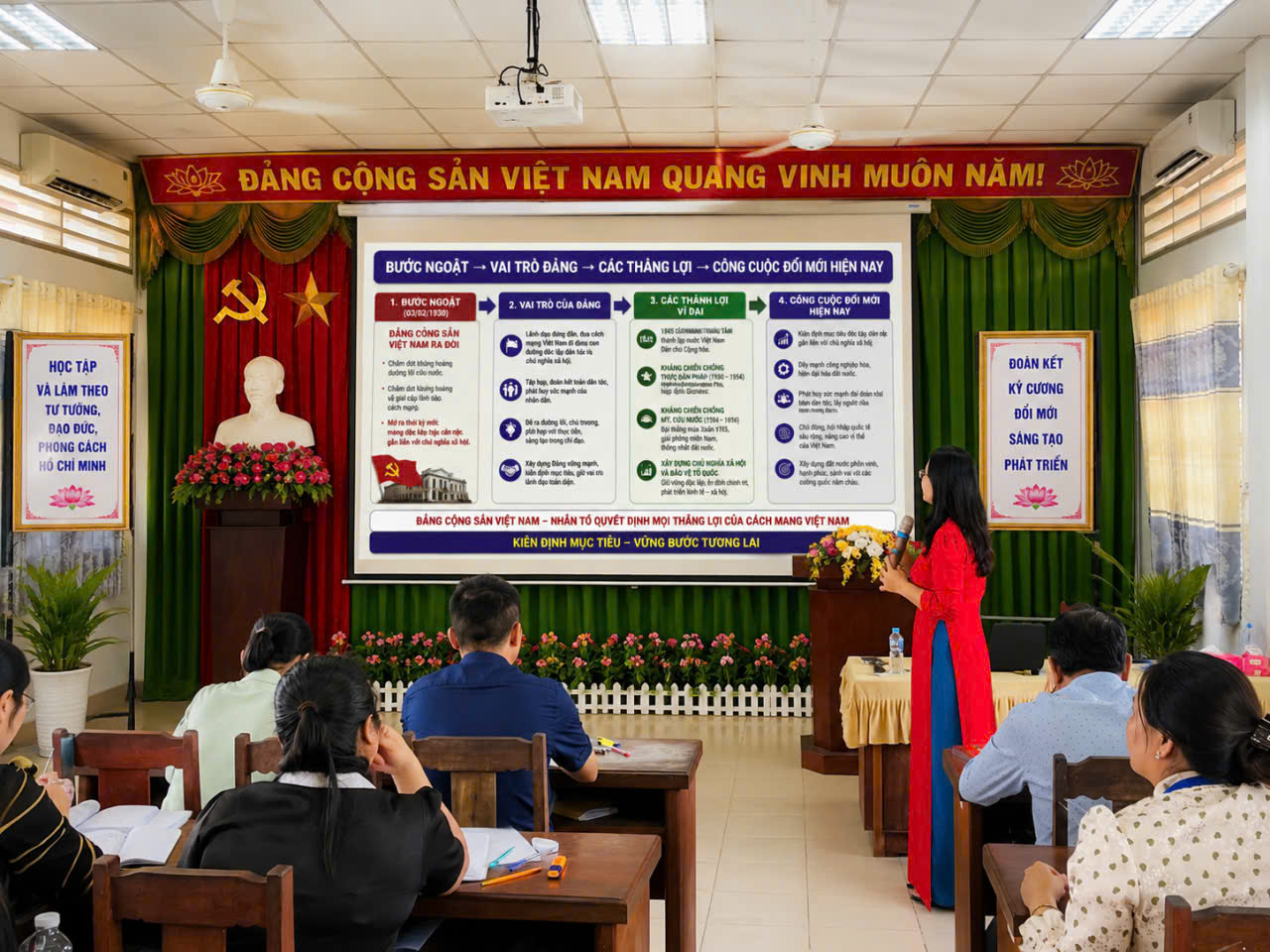 Ảnh: Giảng viên sử dụng Al trong giảng dạy lý luận chính trị
